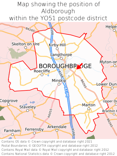 Map showing location of Aldborough within YO51