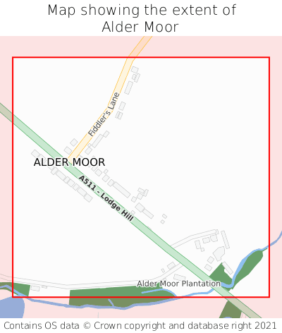 Map showing extent of Alder Moor as bounding box