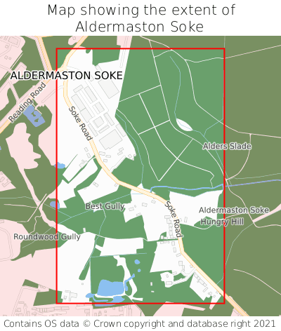 Map showing extent of Aldermaston Soke as bounding box