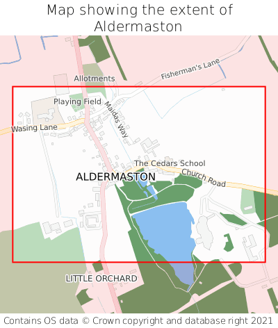 Map showing extent of Aldermaston as bounding box