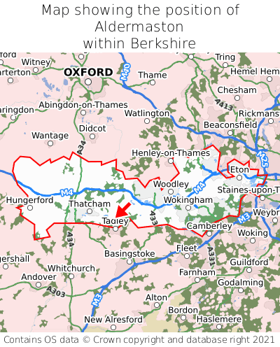 Map showing location of Aldermaston within Berkshire