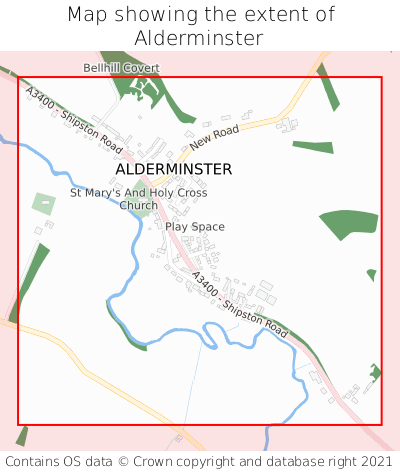 Map showing extent of Alderminster as bounding box