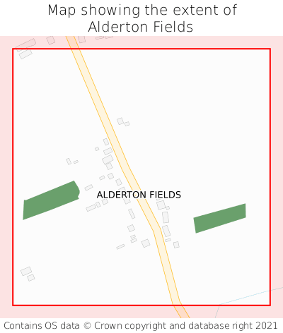 Map showing extent of Alderton Fields as bounding box
