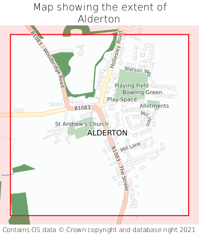 Map showing extent of Alderton as bounding box