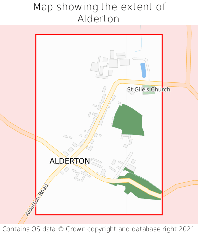 Map showing extent of Alderton as bounding box