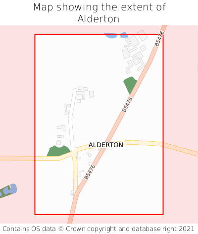 Map showing extent of Alderton as bounding box