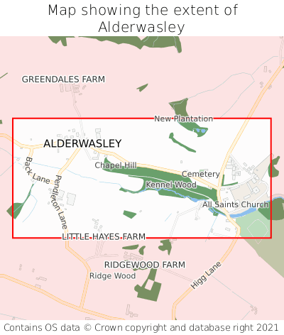 Map showing extent of Alderwasley as bounding box