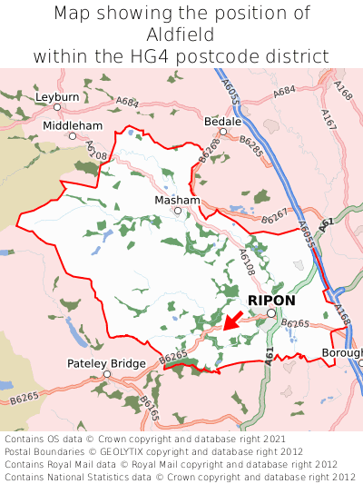 Map showing location of Aldfield within HG4