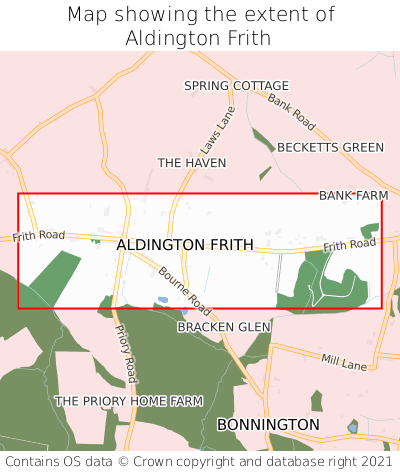 Map showing extent of Aldington Frith as bounding box