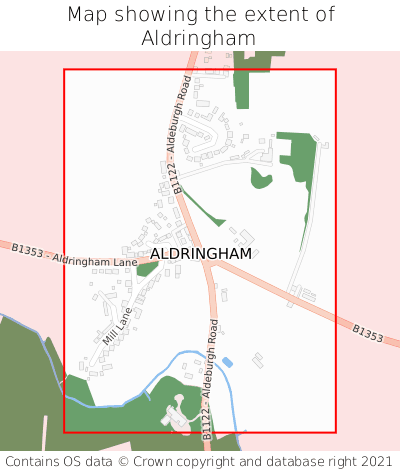 Map showing extent of Aldringham as bounding box