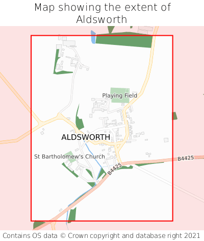 Map showing extent of Aldsworth as bounding box