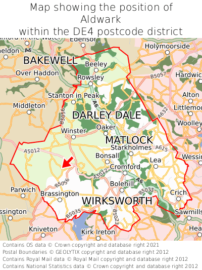 Map showing location of Aldwark within DE4