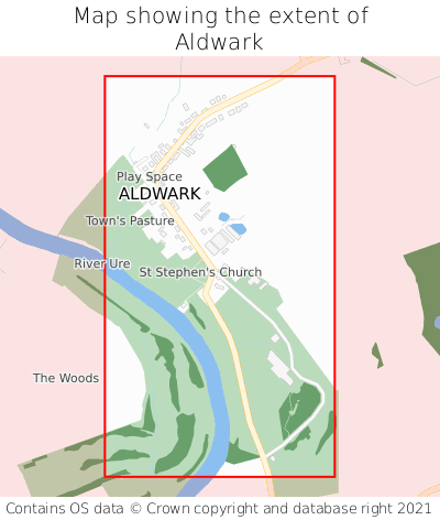 Map showing extent of Aldwark as bounding box