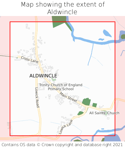 Map showing extent of Aldwincle as bounding box