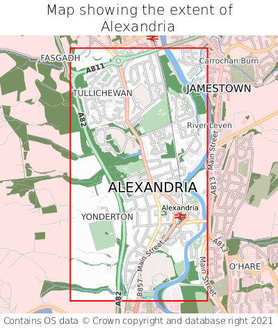 Map showing extent of Alexandria as bounding box