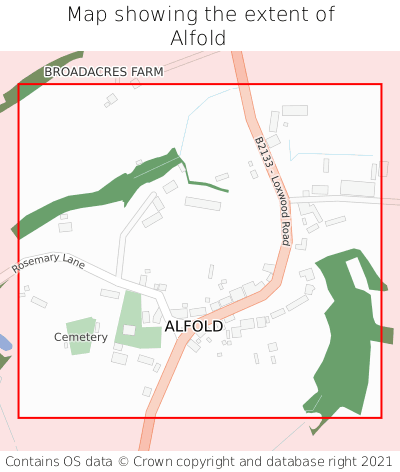 Map showing extent of Alfold as bounding box