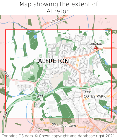 Map showing extent of Alfreton as bounding box