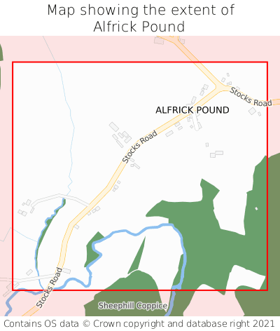 Map showing extent of Alfrick Pound as bounding box