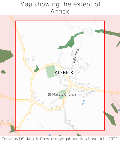 Map showing extent of Alfrick as bounding box