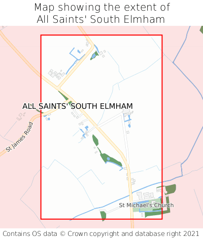 Map showing extent of All Saints' South Elmham as bounding box