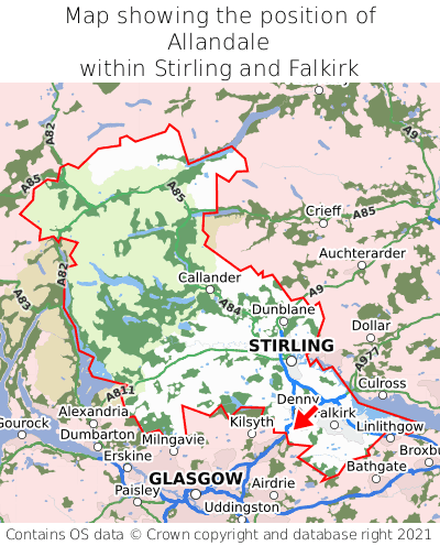 Map showing location of Allandale within Stirling and Falkirk