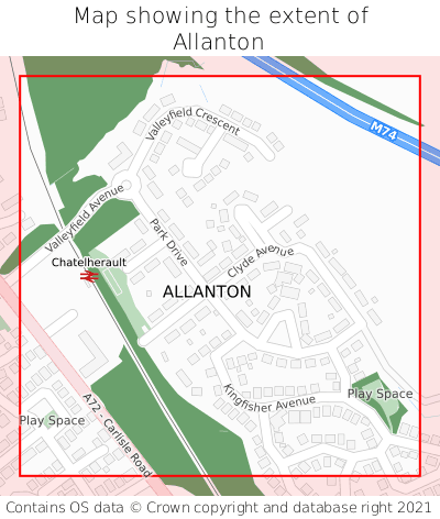 Map showing extent of Allanton as bounding box