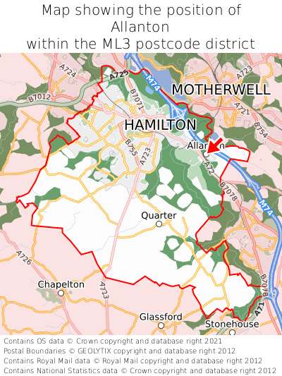 Map showing location of Allanton within ML3