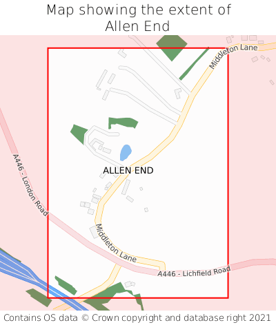 Map showing extent of Allen End as bounding box