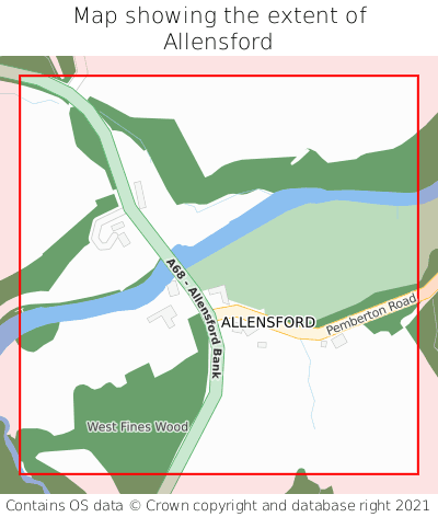 Map showing extent of Allensford as bounding box