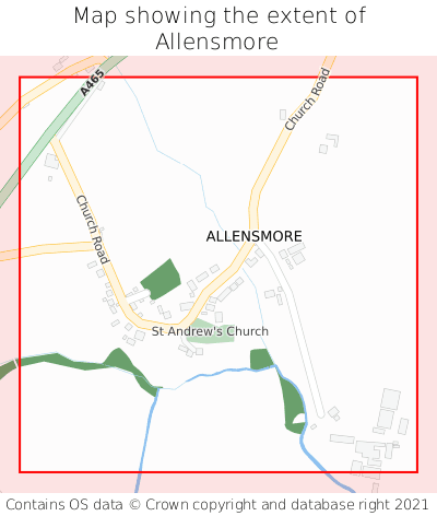 Map showing extent of Allensmore as bounding box