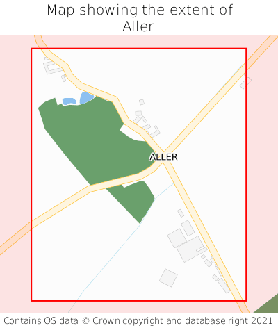 Map showing extent of Aller as bounding box