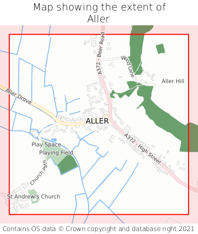 Map showing extent of Aller as bounding box