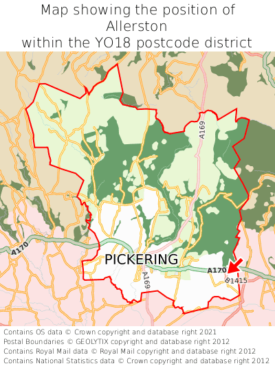Map showing location of Allerston within YO18