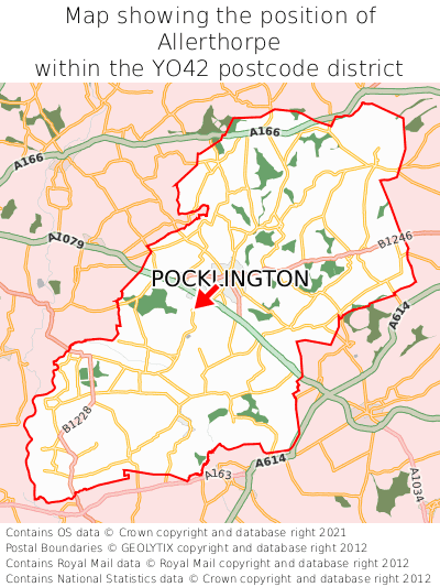 Map showing location of Allerthorpe within YO42