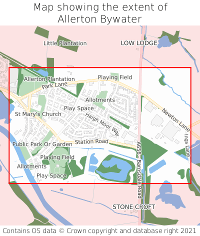 Map showing extent of Allerton Bywater as bounding box