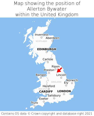 Map showing location of Allerton Bywater within the UK