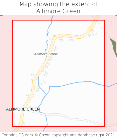 Map showing extent of Allimore Green as bounding box