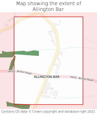 Map showing extent of Allington Bar as bounding box
