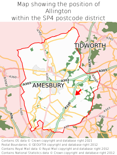 Map showing location of Allington within SP4
