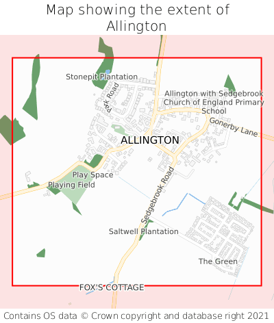 Map showing extent of Allington as bounding box