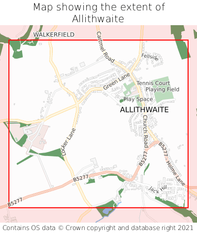 Map showing extent of Allithwaite as bounding box