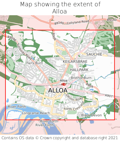 Map showing extent of Alloa as bounding box