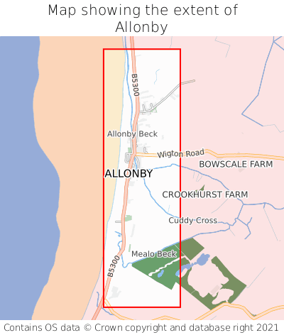 Map showing extent of Allonby as bounding box