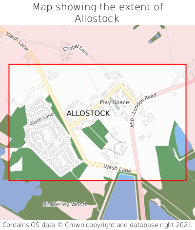 Map showing extent of Allostock as bounding box
