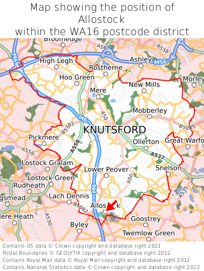 Map showing location of Allostock within WA16