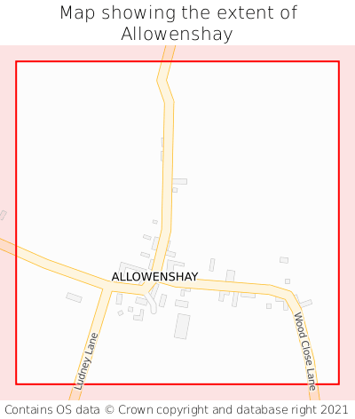 Map showing extent of Allowenshay as bounding box
