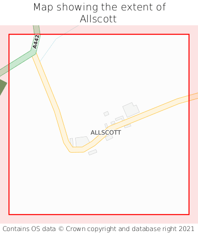 Map showing extent of Allscott as bounding box