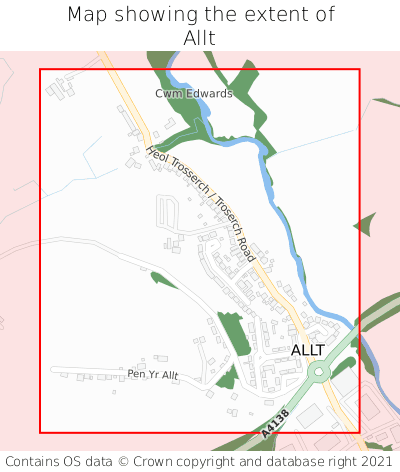 Map showing extent of Allt as bounding box