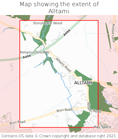 Map showing extent of Alltami as bounding box