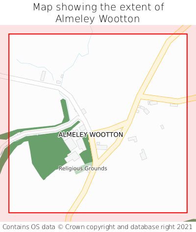 Map showing extent of Almeley Wootton as bounding box